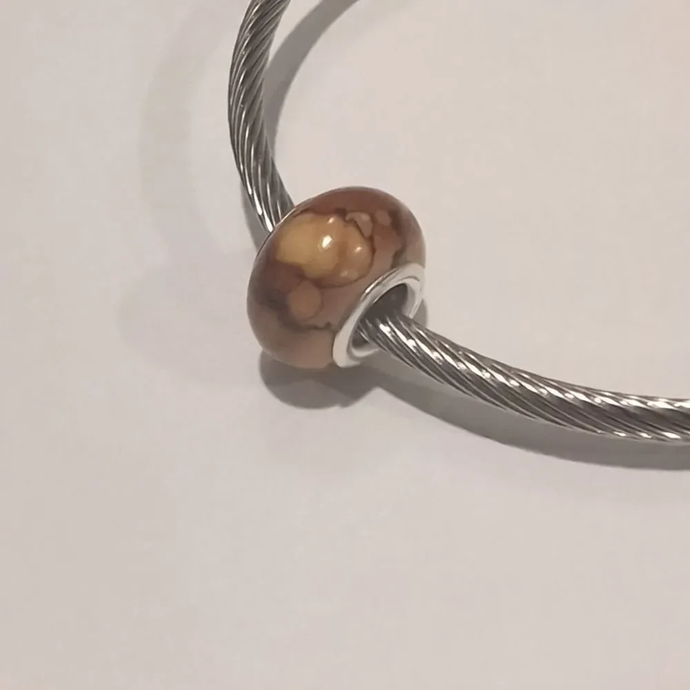 Silver Brown Watercolor‎ Charm for Pandora Style Bracelet